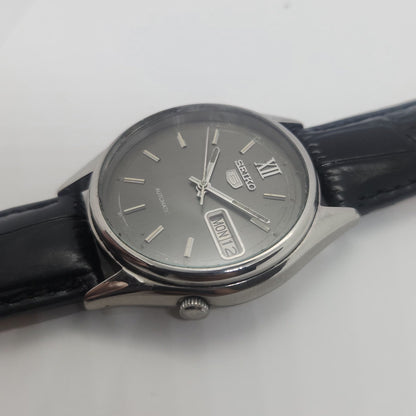 Vintage 1980 Original Seiko 5 Automatic 7009-3060 grey face 17 Jewels Day-Date Japanese Men's Wrist Watch OG52