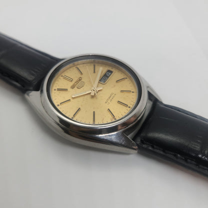 Vintage 1980 Original Seiko 5 Automatic 7009-3121 Gold  face 17 Jewels Day-Date Japanese Men's Wrist Watch OG53