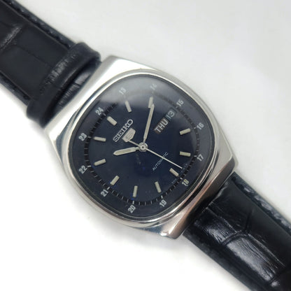Vintage 1980 Original Seiko 5 Automatic 6309-602A blue face 17 Jewels Day-Date Japanese Men's Wrist Watch OG55
