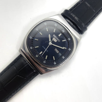 Vintage 1980 Original Seiko 5 Automatic 6309-602A blue face 17 Jewels Day-Date Japanese Men's Wrist Watch OG55