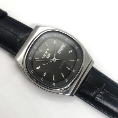 Vintage 1980 Original Seiko 5 Automatic 6309-5100 black face 17 Jewels Day-Date Japanese Men's Wrist Watch OG57
