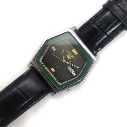Vintage 1980 Original Seiko 5 Automatic 6309-5220 black face 17 Jewels Day-Date Japanese Men's Wrist Watch OG58