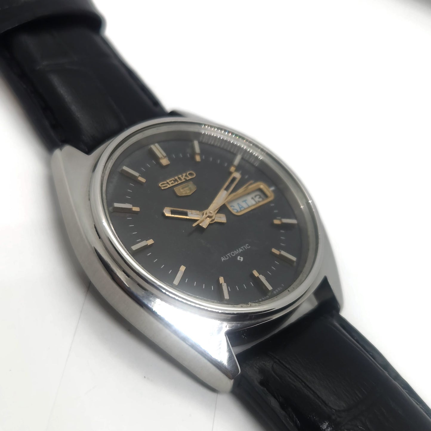 Vintage 1980 Original Seiko 5 Automatic 6309-8840 black face 17 Jewels Day-Date Japanese Men's Wrist Watch OG59