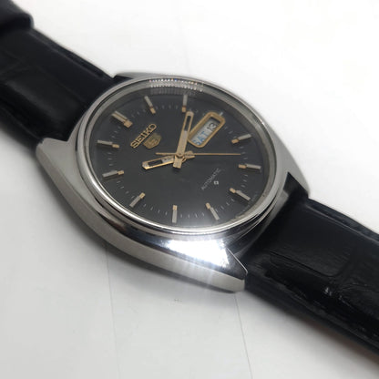 Vintage 1980 Original Seiko 5 Automatic 6309-8840 black face 17 Jewels Day-Date Japanese Men's Wrist Watch OG59