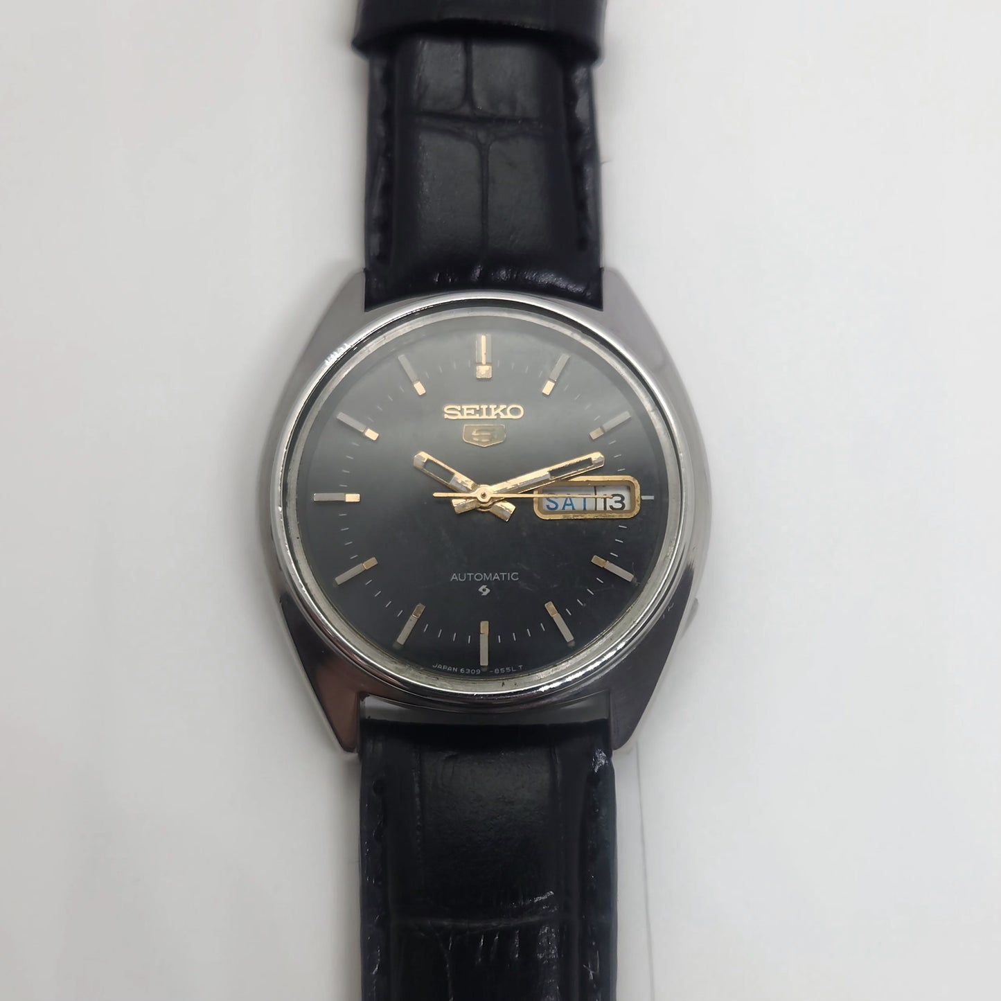 Vintage 1980 Original Seiko 5 Automatic 6309-8840 black face 17 Jewels Day-Date Japanese Men's Wrist Watch OG59
