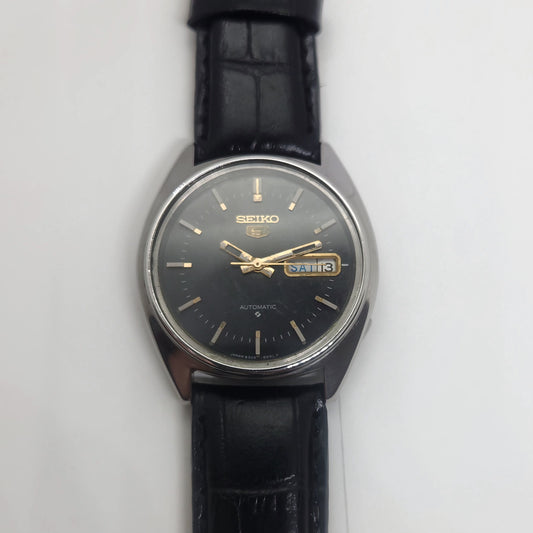 Vintage 1980 Original Seiko 5 Automatic 6309-8840 black face 17 Jewels Day-Date Japanese Men's Wrist Watch OG59