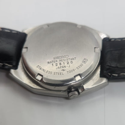 Vintage 1980 Original Seiko 5 Automatic 7009-5330 black face 17 Jewels Day-Date Japanese Men's Wrist Watch OG60
