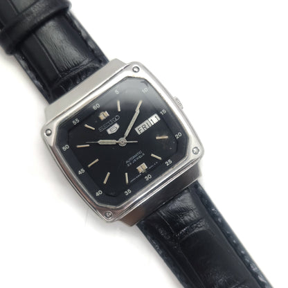 Vintage 1980 Original Seiko 5 Automatic 6349-8010 black face 23 Jewels Day-Date Japanese Men's Wrist Watch OG61