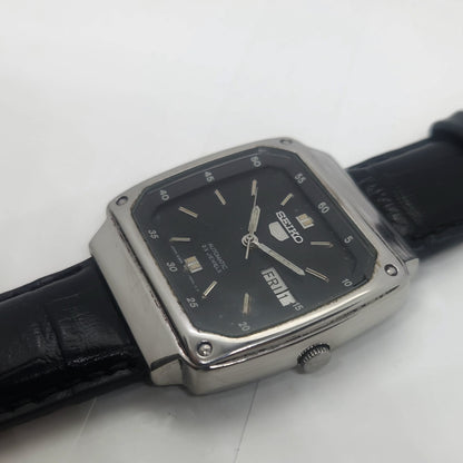 Vintage 1980 Original Seiko 5 Automatic 6349-8010 black face 23 Jewels Day-Date Japanese Men's Wrist Watch OG61