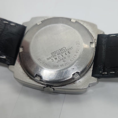 Vintage 1980 Original Seiko 5 Automatic 6349-8010 black face 23 Jewels Day-Date Japanese Men's Wrist Watch OG61