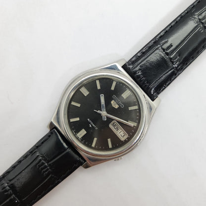 Vintage 1980 Original Seiko 5 Automatic 7009-3170 black face 17 Jewels Day-Date Japanese Men's Wrist Watch OG62