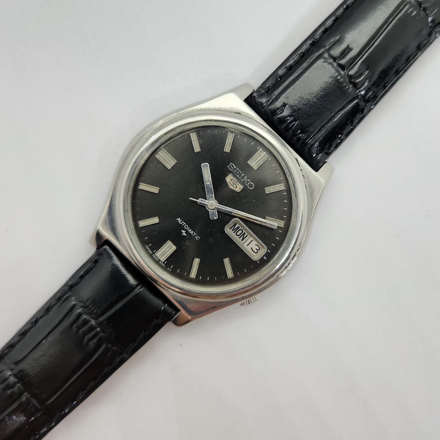 Vintage 1980 Original Seiko 5 Automatic 7009-3170 black face 17 Jewels Day-Date Japanese Men's Wrist Watch OG62