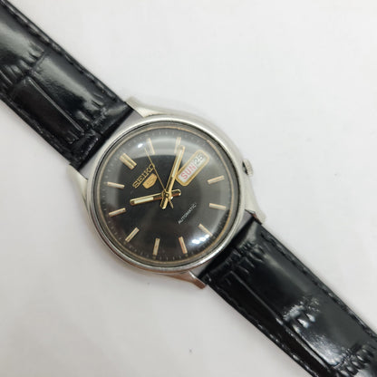 Vintage 1980 Original Seiko 5 Automatic 6319-8130 black face 21 Jewels Day-Date Japanese Men's Wrist Watch OG65