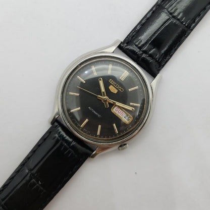 Vintage 1980 Original Seiko 5 Automatic 6319-8130 black face 21 Jewels Day-Date Japanese Men's Wrist Watch OG65