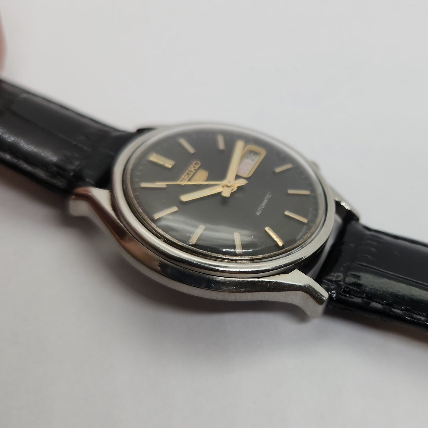 Vintage 1980 Original Seiko 5 Automatic 6319-8130 black face 21 Jewels Day-Date Japanese Men's Wrist Watch OG65