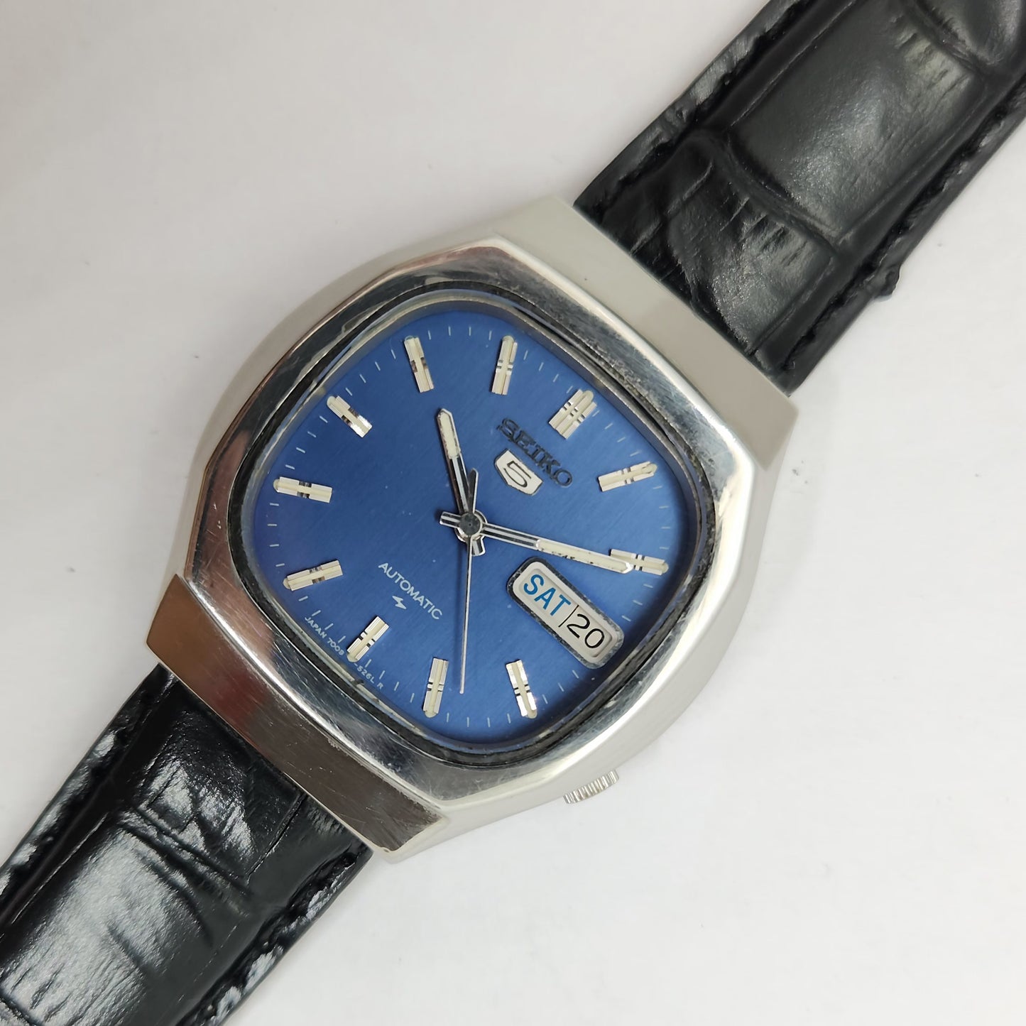 Vintage 1980 Original Seiko 5 Automatic 7009-5200 Blue face 17 Jewels Day-Date Japanese Men's Wrist Watch OG66