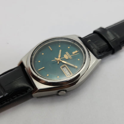 Vintage 1980 Original Seiko 5 Automatic 7009-876A green face 17 Jewels Day-Date Japanese Men's Wrist Watch OG68