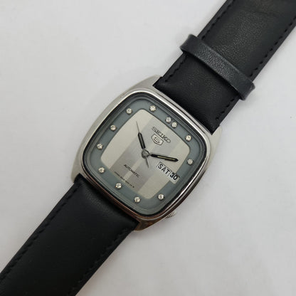 Vintage 1980 Original Seiko 5 Automatic 6309-8140 grey face 17 Jewels Day-Date Japanese Men's Wrist Watch OG69
