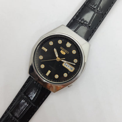 Vintage 1980 Original Seiko 5 Automatic 6309-8500 black face 17 Jewels Day-Date Japanese Men's Wrist Watch OG70
