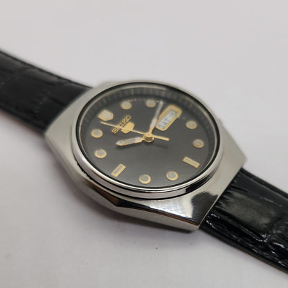 Vintage 1980 Original Seiko 5 Automatic 6309-8500 black face 17 Jewels Day-Date Japanese Men's Wrist Watch OG70