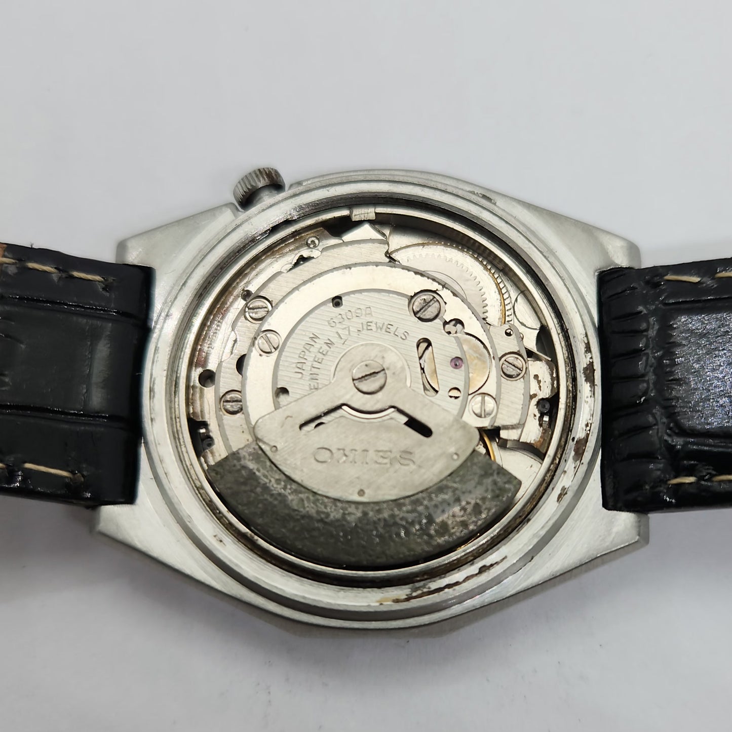 Vintage 1980 Original Seiko 5 Automatic 6309-8500 black face 17 Jewels Day-Date Japanese Men's Wrist Watch OG70
