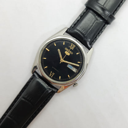 Vintage 1980 Original Seiko 5 Automatic 7009-8180 black face 17 Jewels Day-Date Japanese Men's Wrist Watch OG72