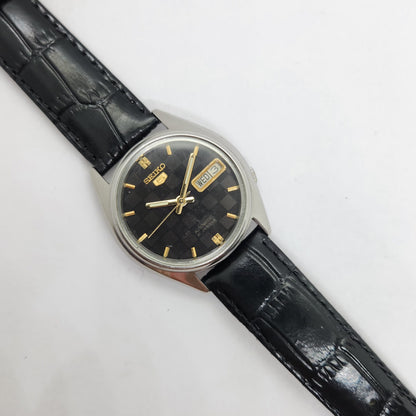 Vintage 1980 Original Seiko 5 Automatic 7019-6061 black face 21 Jewels Day-Date Japanese Men's Wrist Watch OG73