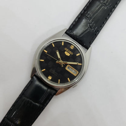 Vintage 1980 Original Seiko 5 Automatic 7019-6061 black face 21 Jewels Day-Date Japanese Men's Wrist Watch OG73