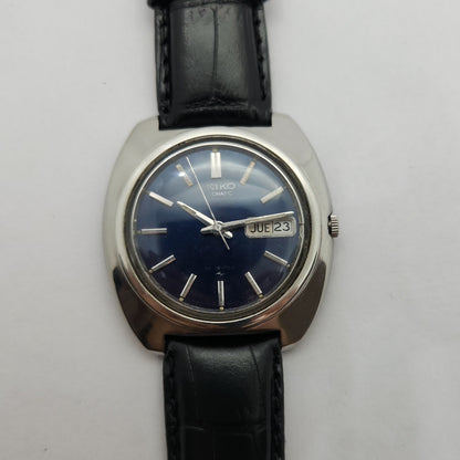 Vintage 1980 Original Seiko 5 Automatic 7006-7090 Blue face 19 Jewels Day-Date Japanese Men's Wrist Watch OG74