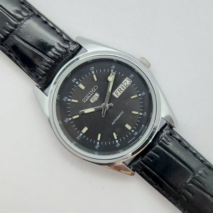 Vintage 1980 Original Seiko 5 Automatic 6309-523A black face 17 Jewels Day-Date Japanese Men's Wrist Watch OG75