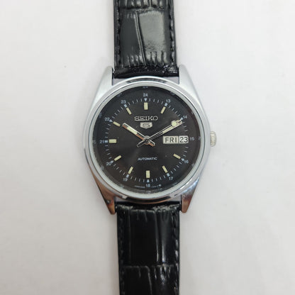 Vintage 1980 Original Seiko 5 Automatic 6309-523A black face 17 Jewels Day-Date Japanese Men's Wrist Watch OG75