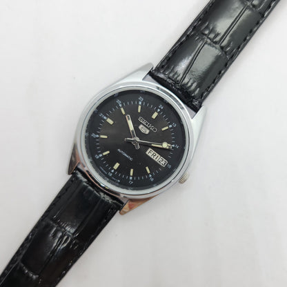 Vintage 1980 Original Seiko 5 Automatic 6309-523A black face 17 Jewels Day-Date Japanese Men's Wrist Watch OG75