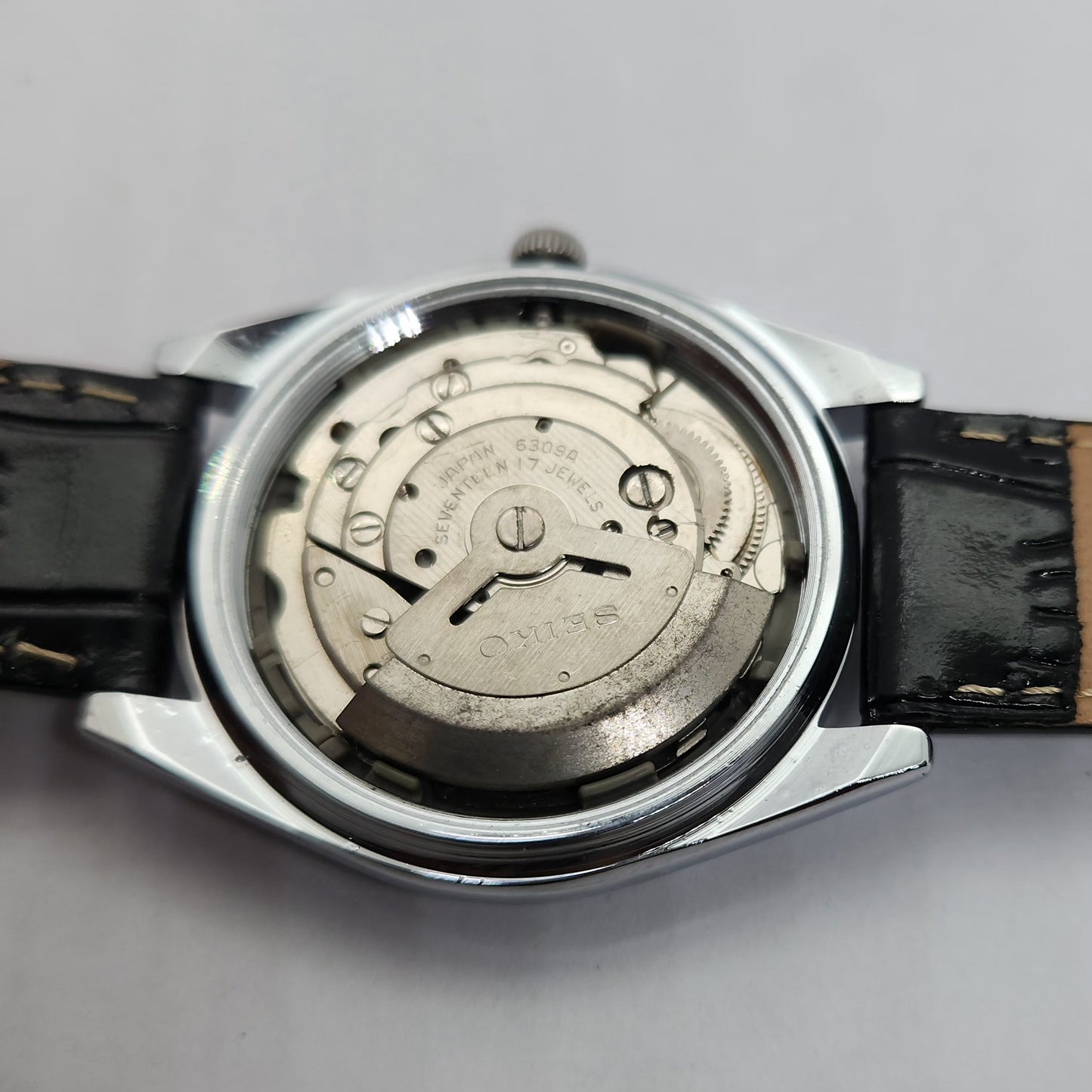 Vintage 1980 Original Seiko 5 Automatic 6309-523A black face 17 Jewels Day-Date Japanese Men's Wrist Watch OG75