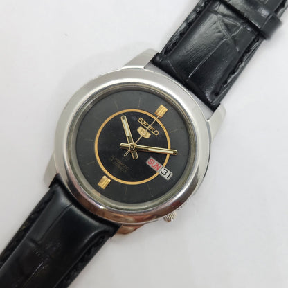 Vintage 1980 Original Seiko 5 Automatic 7009-876A black face 17 Jewels Day-Date Japanese Men's Wrist Watch OG77