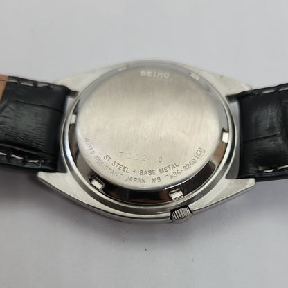 Vintage 1980 Original Seiko 5 Automatic 7s36-3260 Silver face 21 Jewels Day-Date Japanese Men's Wrist Watch OG79