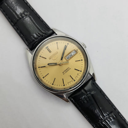 Vintage 1980 Original Seiko 5 Automatic 6319-7100 Gold face 21 Jewels Day-Date Japanese Men's Wrist Watch OG80