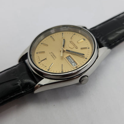 Vintage 1980 Original Seiko 5 Automatic 6319-7100 Gold face 21 Jewels Day-Date Japanese Men's Wrist Watch OG80
