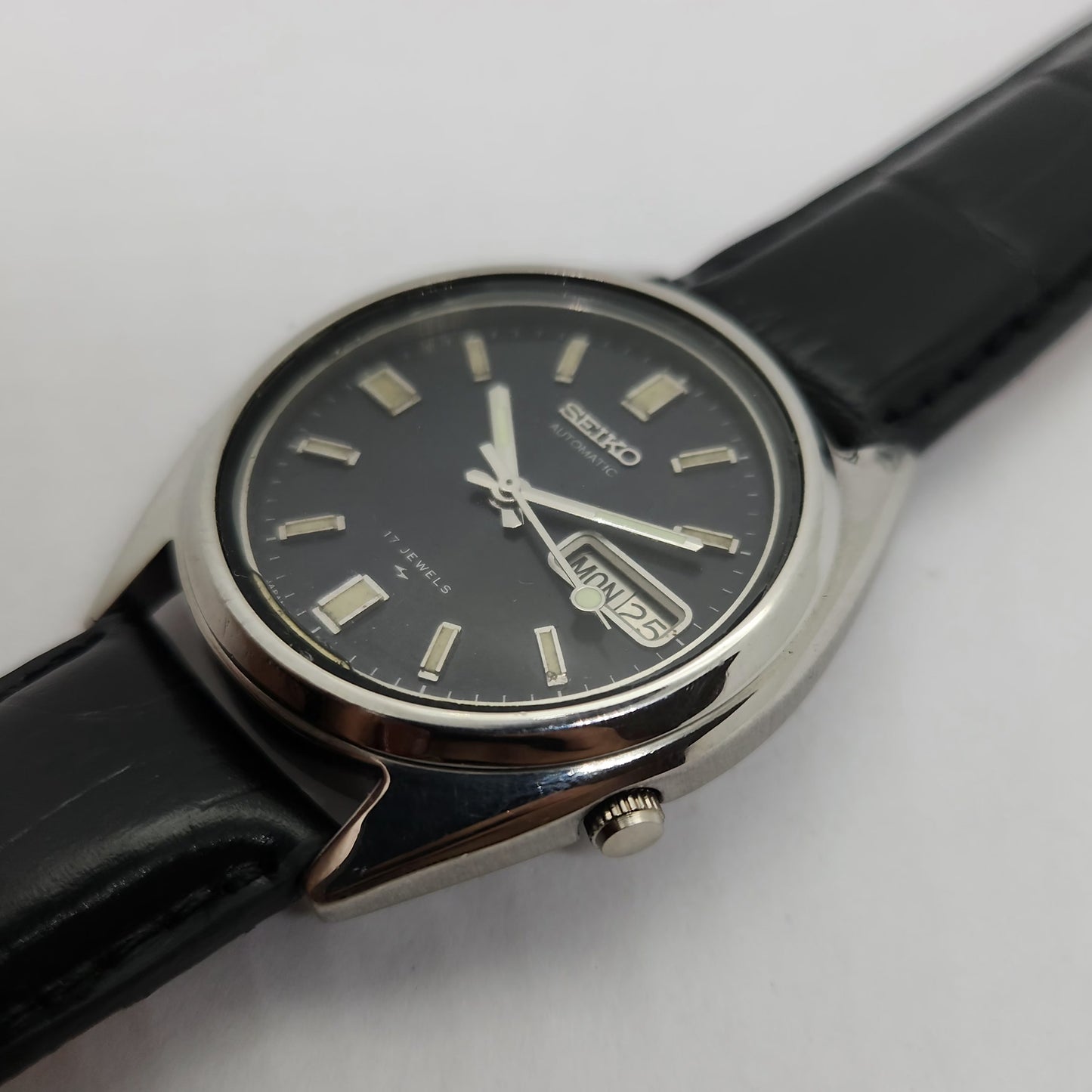Vintage 1980 Original Seiko 5 Automatic 7009-5841 blue face 17 Jewels Day-Date Japanese Men's Wrist Watch OG81
