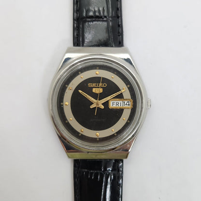 Vintage 1980 Original Seiko 5 Automatic 6309-8930 Black face 17 Jewels Day-Date Japanese Men's Wrist Watch OG88