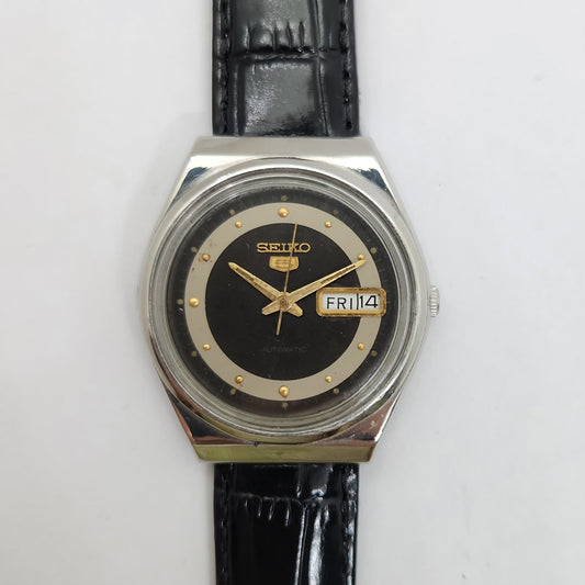 Vintage 1980 Original Seiko 5 Automatic 6309-8930 Black face 17 Jewels Day-Date Japanese Men's Wrist Watch OG88