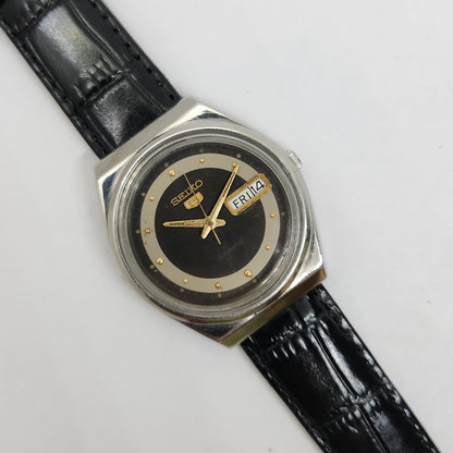 Vintage 1980 Original Seiko 5 Automatic 6309-8930 Black face 17 Jewels Day-Date Japanese Men's Wrist Watch OG88