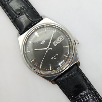 Vintage 1980 Original Seiko 5 Automatic 7009-3101 Black face 17 Jewels Day-Date Japanese Men's Wrist Watch OG89