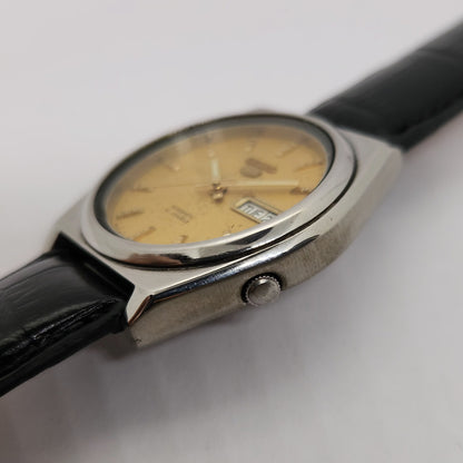 Vintage 1980 Original Seiko 5 Automatic 7s26-8760 Gold face 21 Jewels Day-Date Japanese Men's Wrist Watch OG90