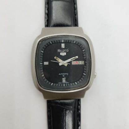Vintage 1980 Original Seiko 5 Automatic 7009-520A Black face 17 Jewels Day-Date Japanese Men's Wrist Watch OG91