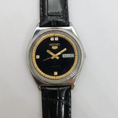 Vintage 1980 Original Seiko 5 Automatic 6349-500A Black face 123 Jewels Day-Date Japanese Men's Wrist Watch OG92