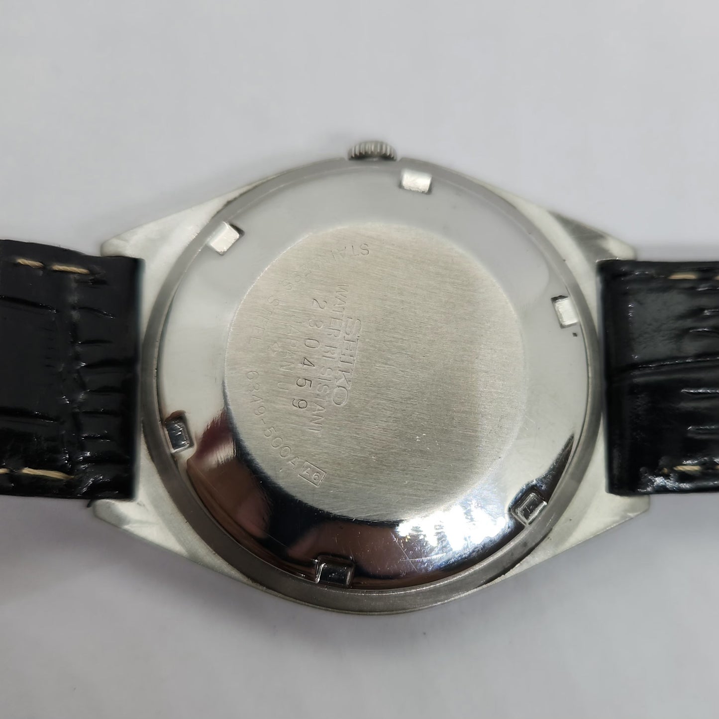 Vintage 1980 Original Seiko 5 Automatic 6349-500A Black face 123 Jewels Day-Date Japanese Men's Wrist Watch OG92