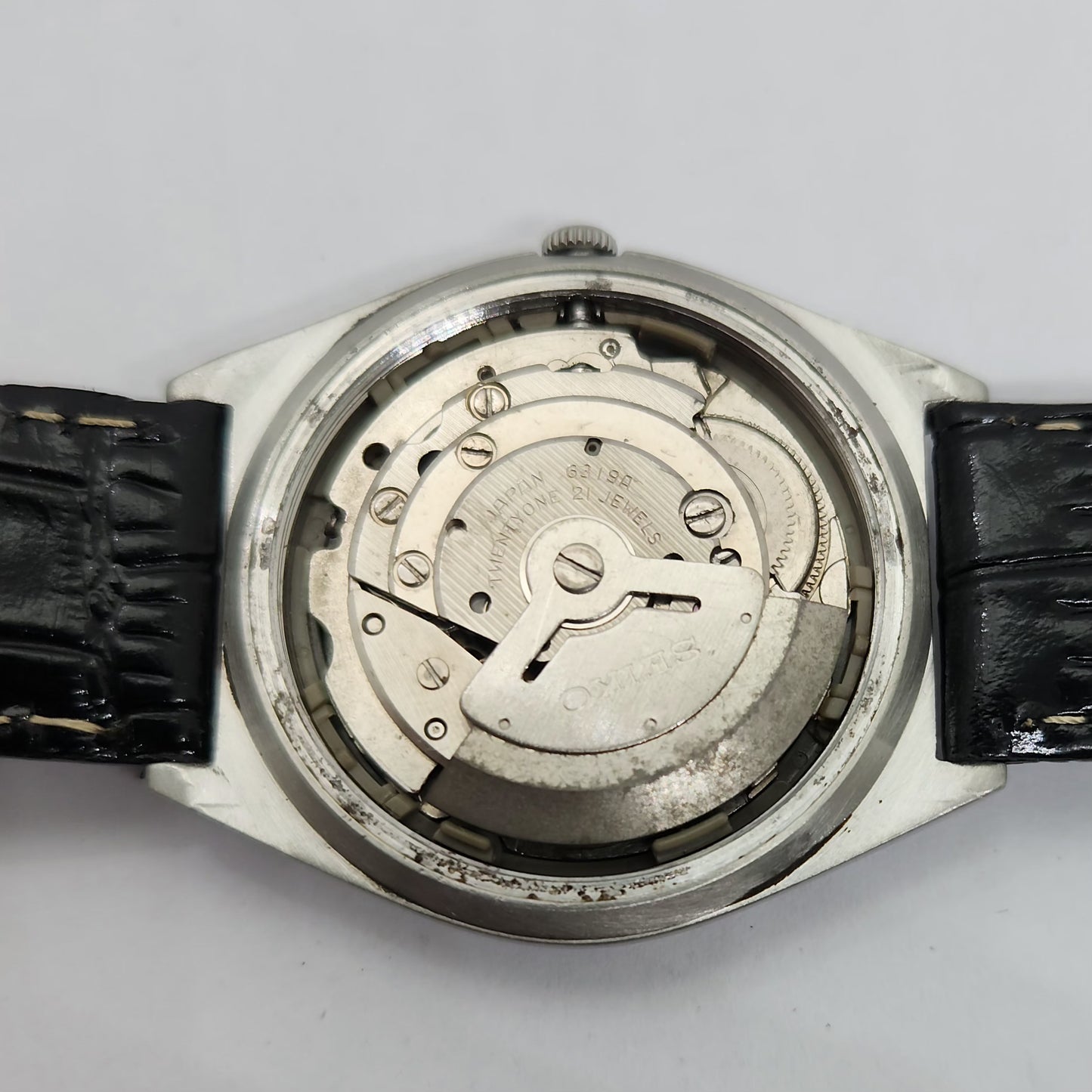 Vintage 1980 Original Seiko 5 Automatic 6349-500A Black face 123 Jewels Day-Date Japanese Men's Wrist Watch OG92