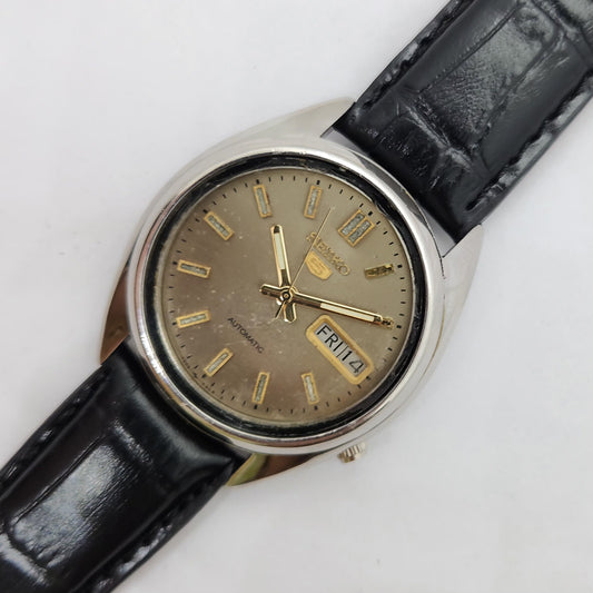 Vintage 1980 Original Seiko 5 Automatic 7009-3040 Grey face 17 Jewels Day-Date Japanese Men's Wrist Watch OG95