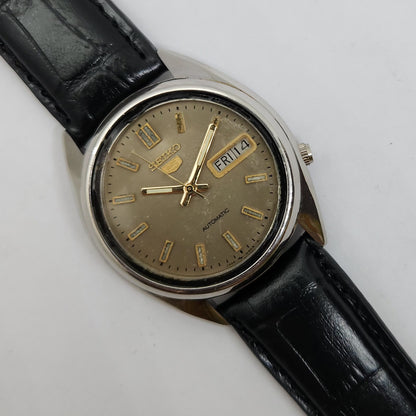 Vintage 1980 Original Seiko 5 Automatic 7009-3040 Grey face 17 Jewels Day-Date Japanese Men's Wrist Watch OG95