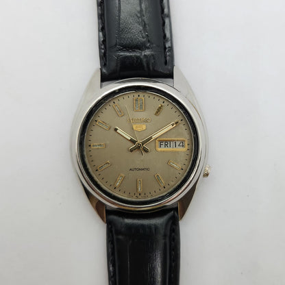 Vintage 1980 Original Seiko 5 Automatic 7009-3040 Grey face 17 Jewels Day-Date Japanese Men's Wrist Watch OG95